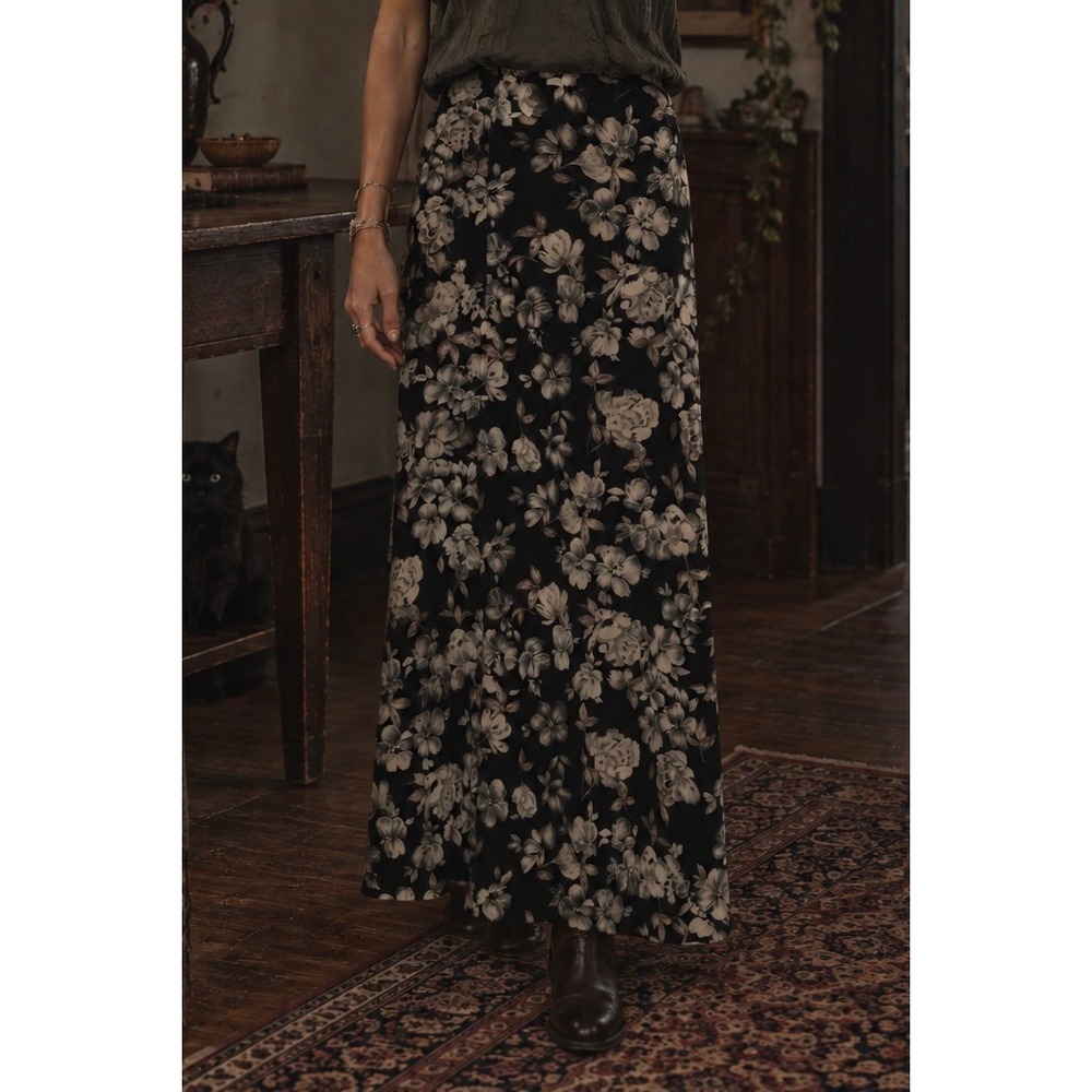 Vtg y2k 90s Maxi Skirt Womens sz L Whimsigoth Practical Magic Dark Romantic